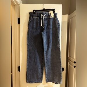 No Boundaries Relaxed Fit Blue Jeans with Drawstring